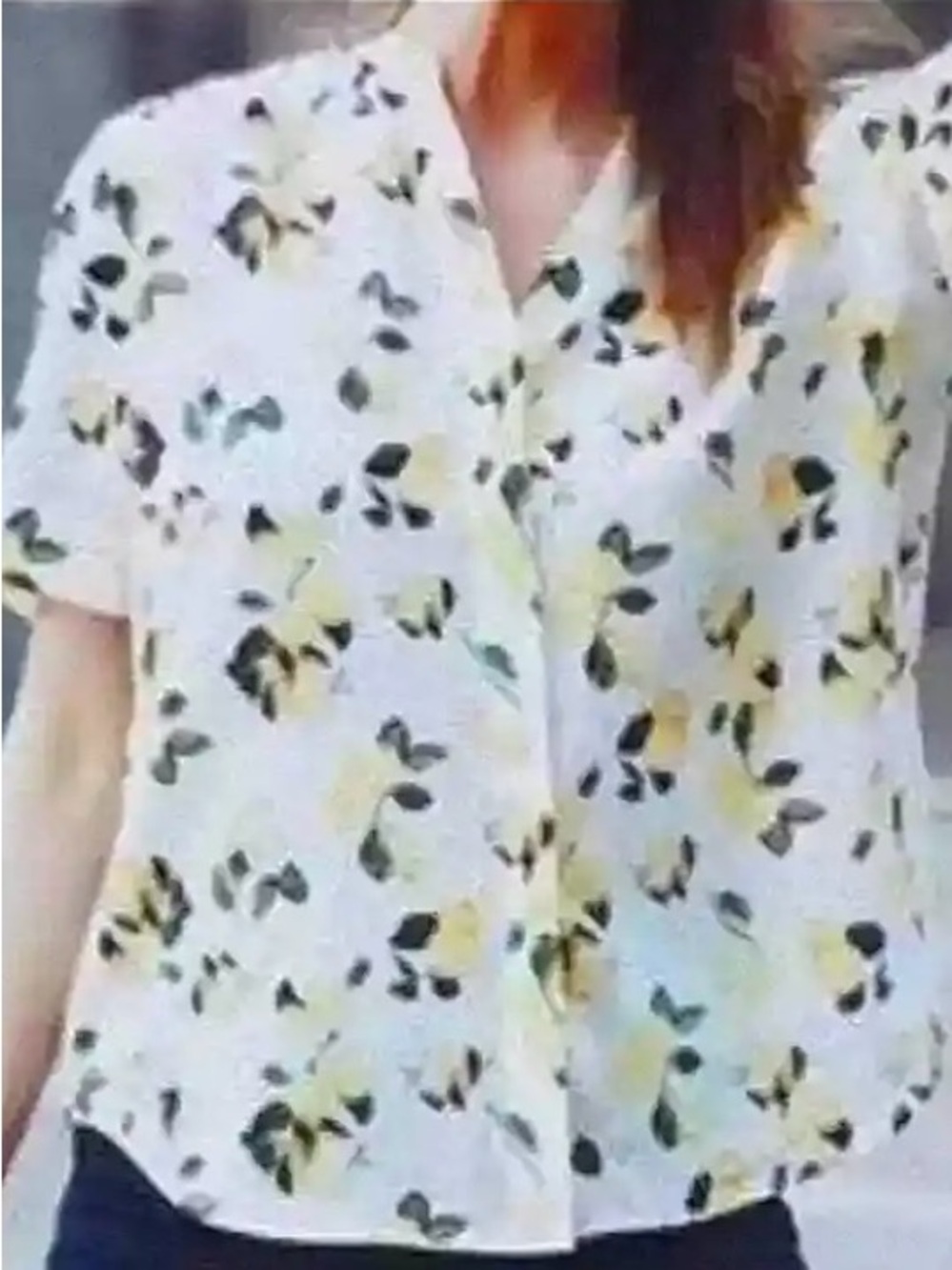 Dalia White Short-Sleeve Button-Down lemons print size M